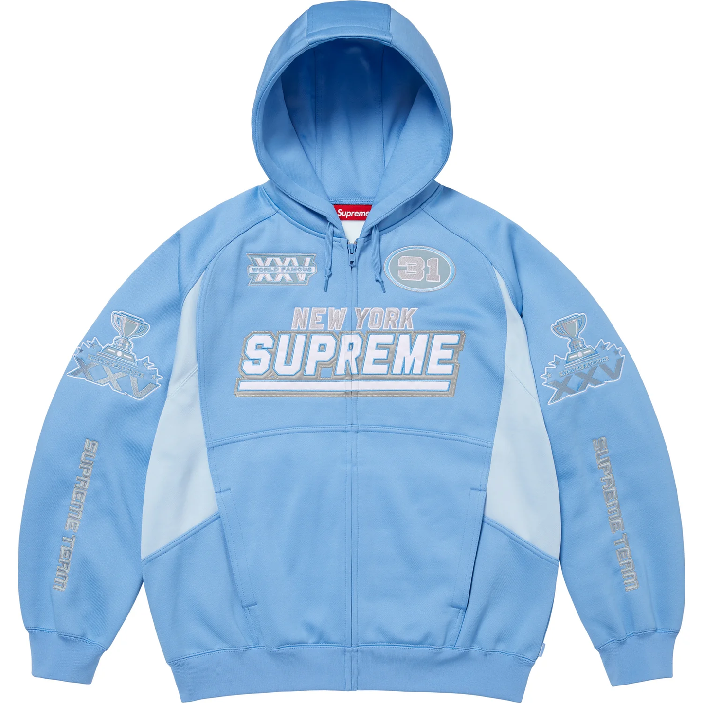 Supreme Football Light Blue Zip Up Hoodie