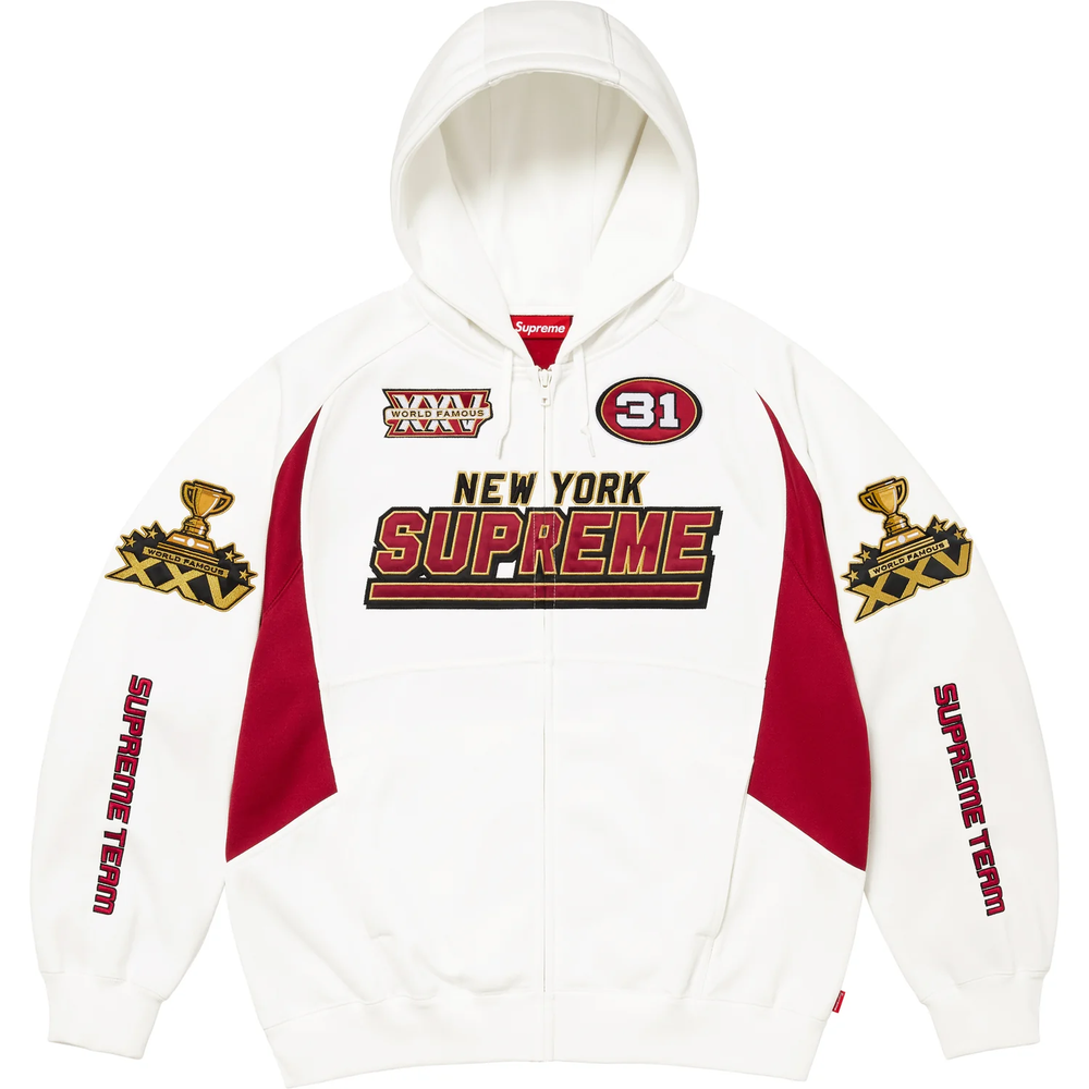 Supreme Football White Zip Up Hoodie