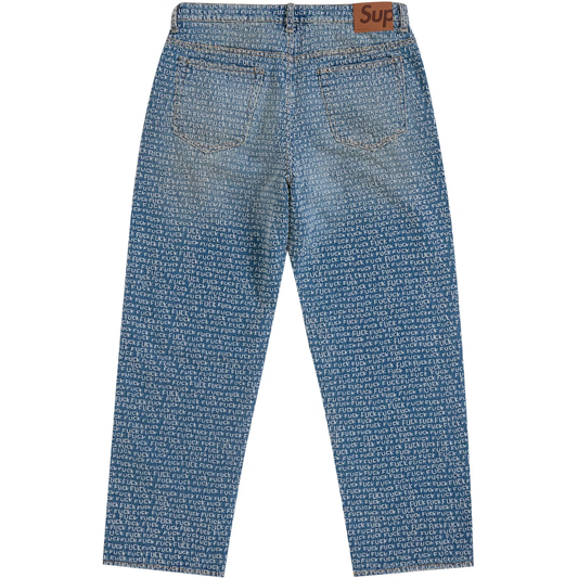 Supreme Fuck Stitch Loose Fit Blue Denim Pants