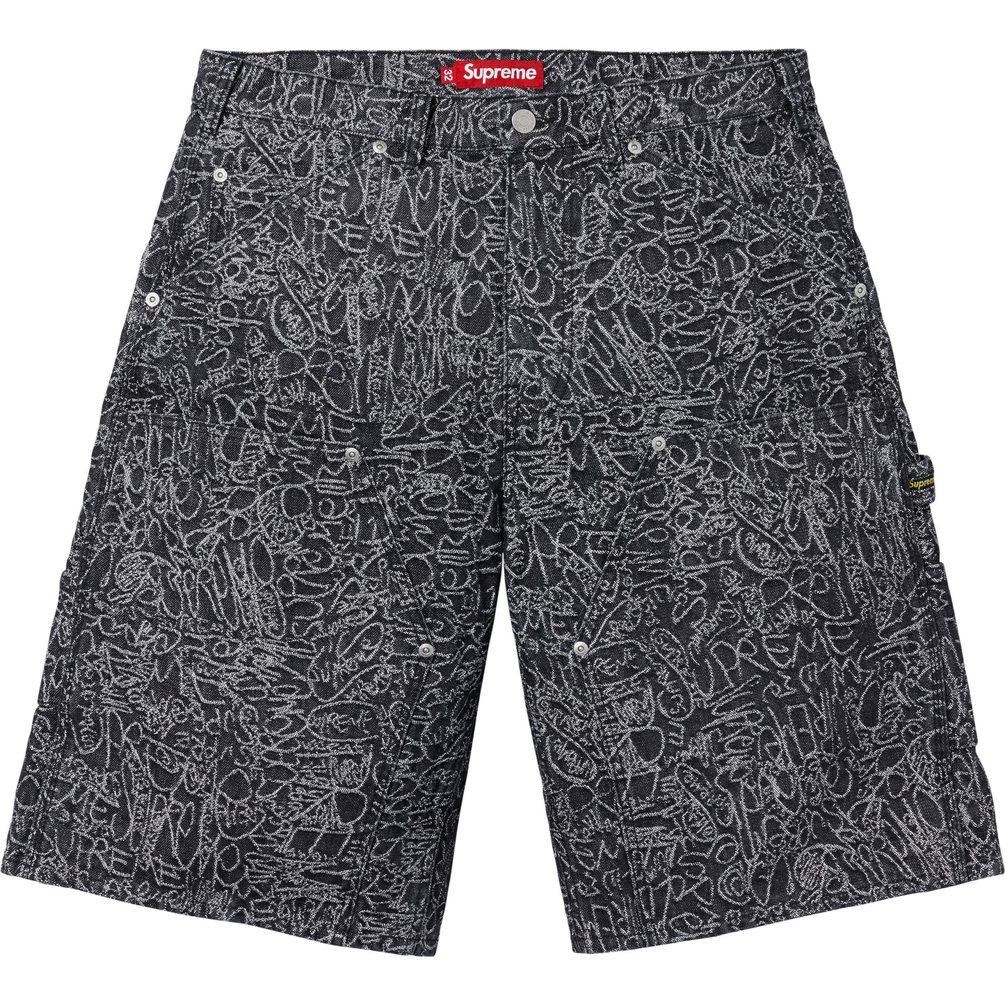 Supreme Handwriting Double Knee Black Denim Short