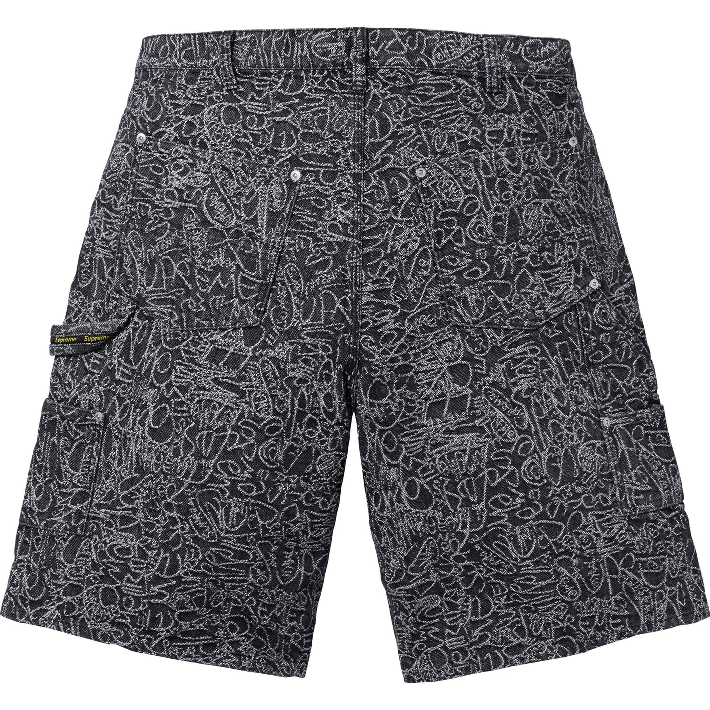 Supreme Handwriting Double Knee Black Denim Short