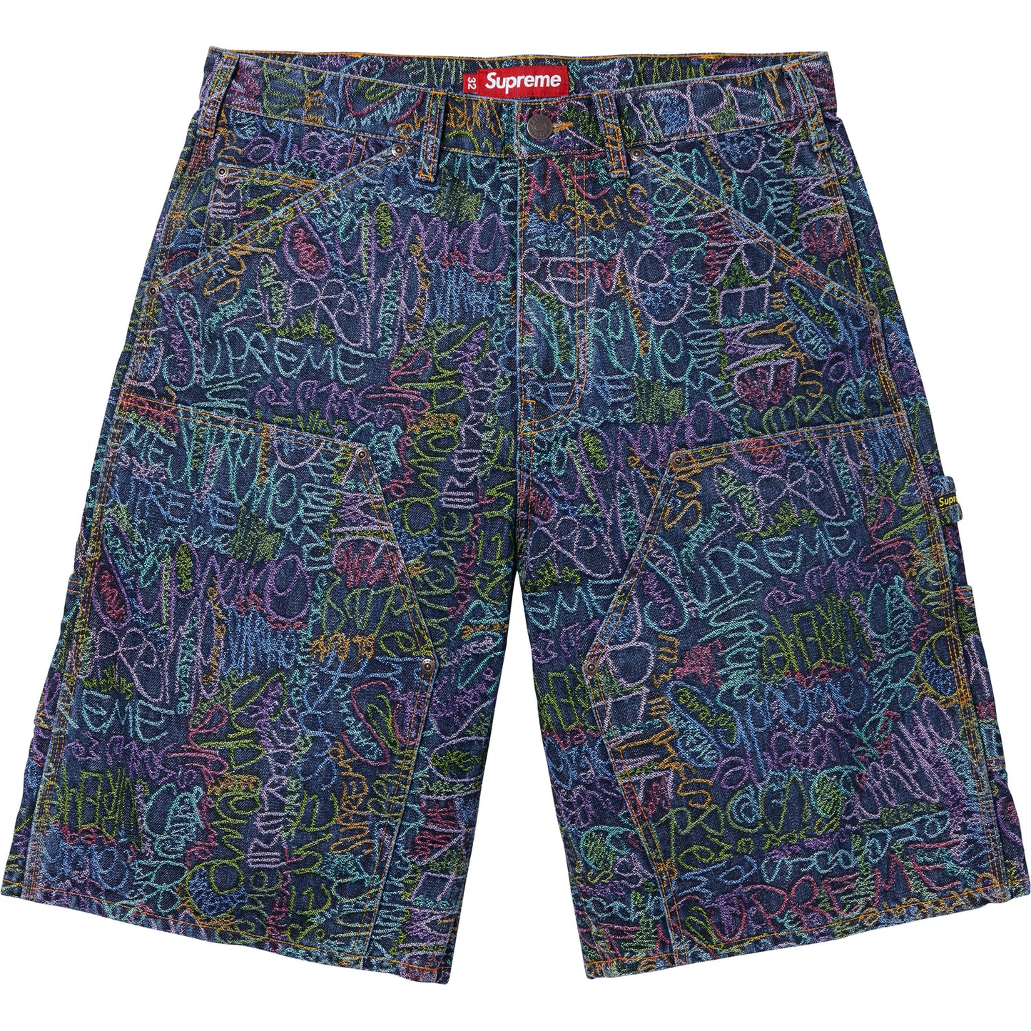 Supreme Handwriting Double Knee Indigo Denim Short
