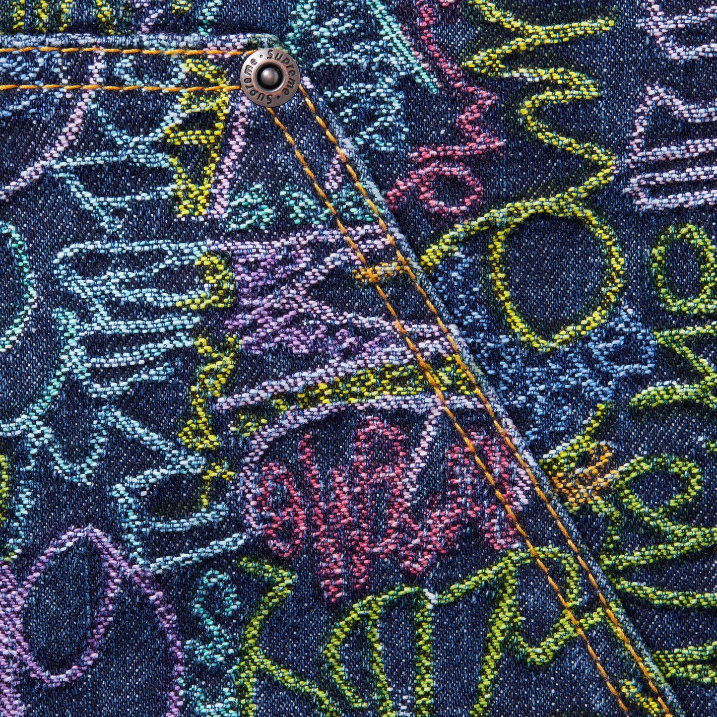 Supreme Handwriting Double Knee Indigo Denim Short