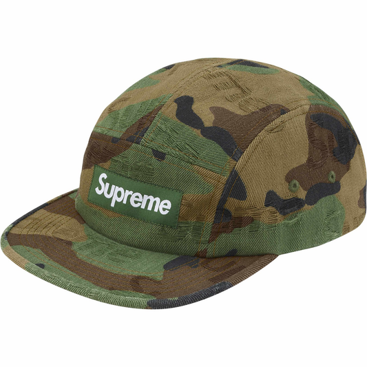 Supreme Jacquard Logo Woodland Camo Camp Cap