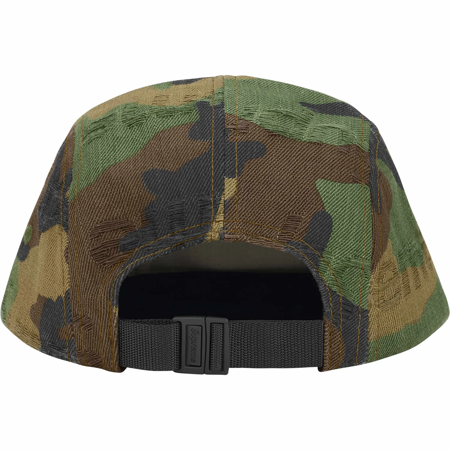 Supreme Jacquard Logo Woodland Camo Camp Cap