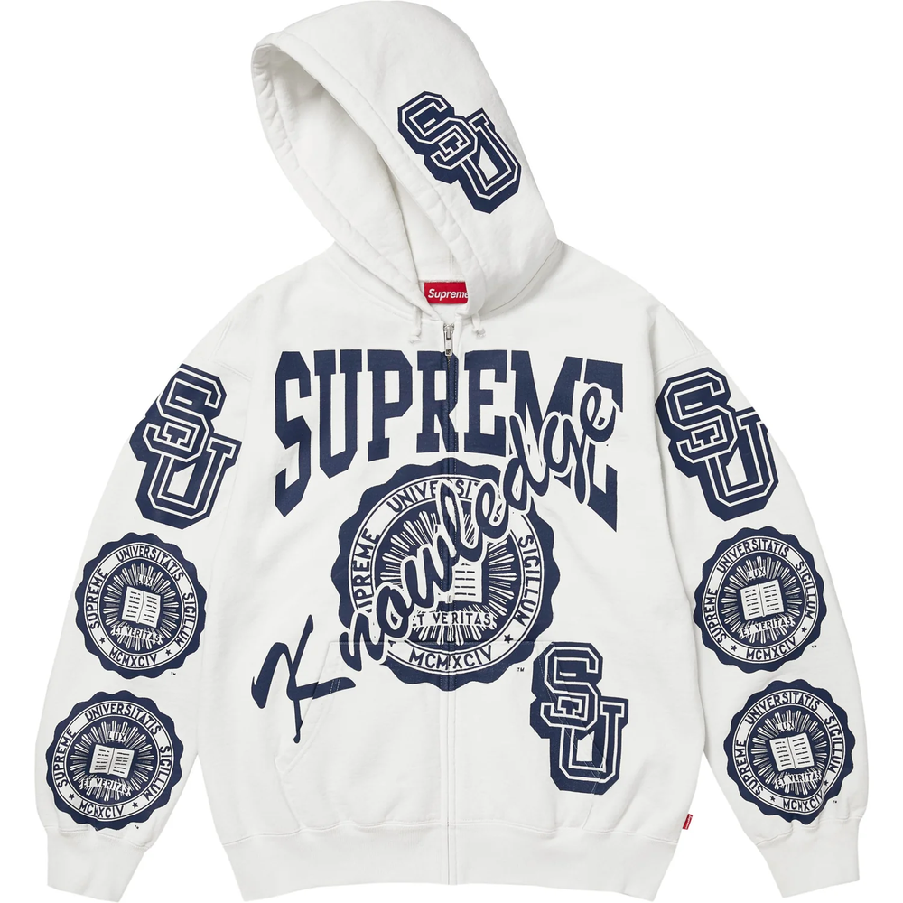 Supreme Knowledge White Zip Up Hoodie