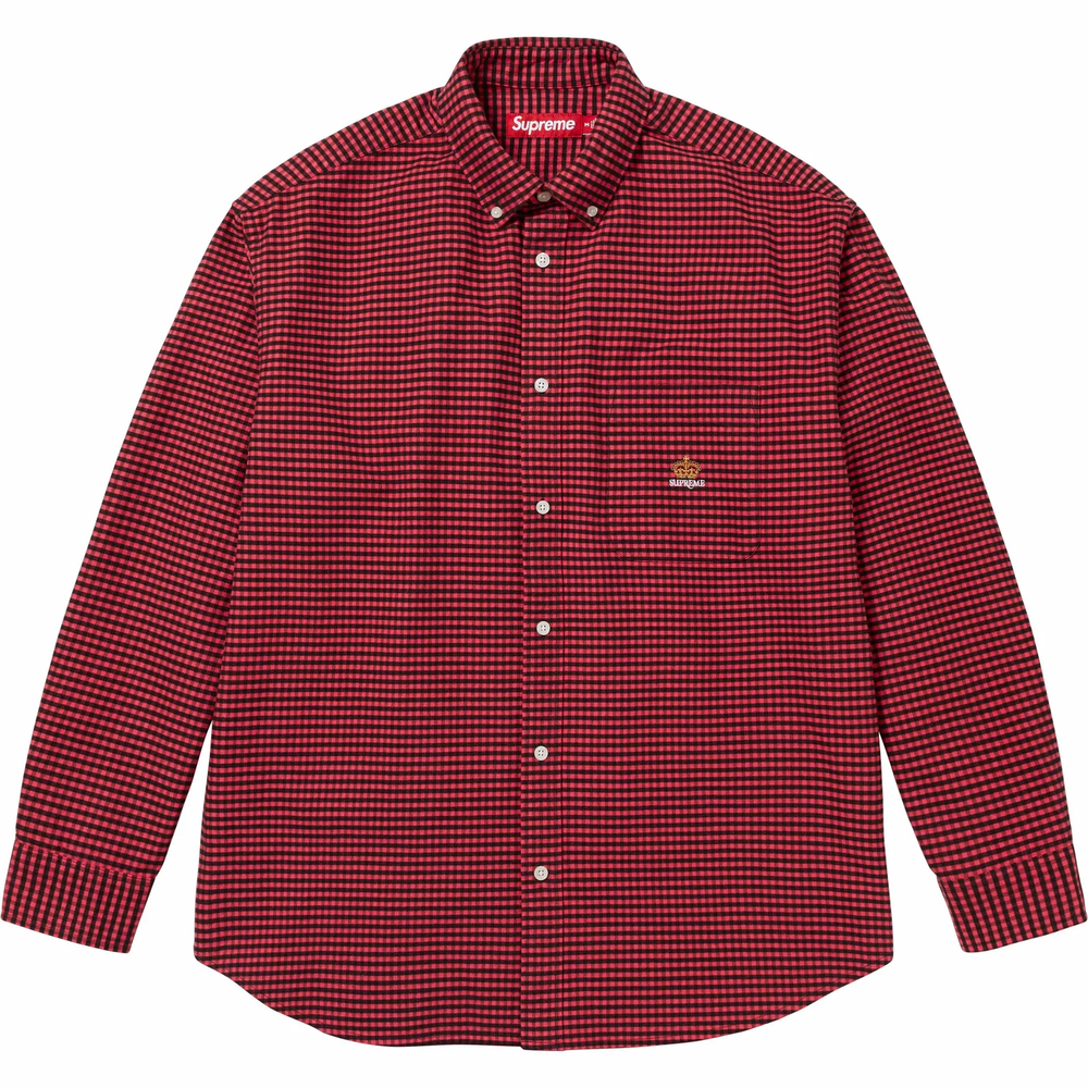 Supreme Loose Fit Flannel Oxford Red Plaid Shirt