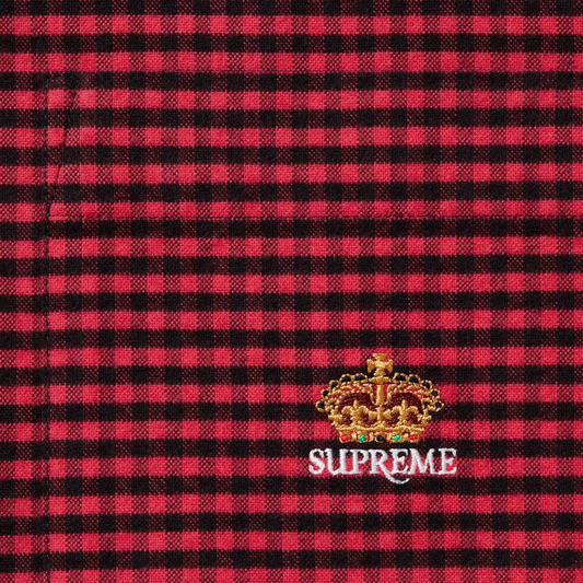 Supreme Loose Fit Flannel Oxford Red Plaid Shirt