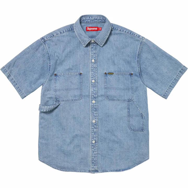 Supreme Loose Fit S/S Washed Blue Denim Painters Shirt - WyCo