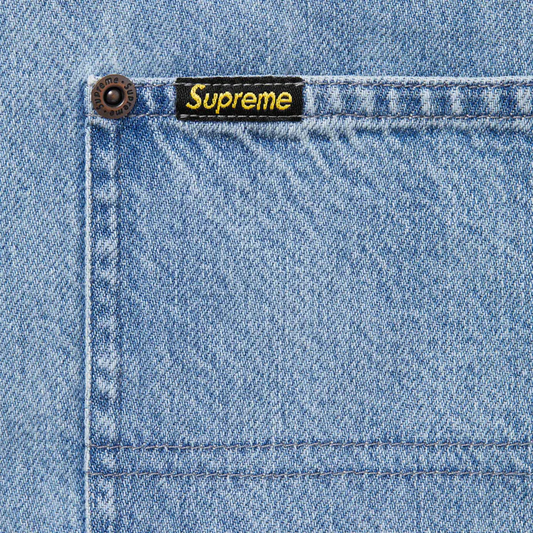 Supreme Loose Fit S/S Washed Blue Denim Painters Shirt