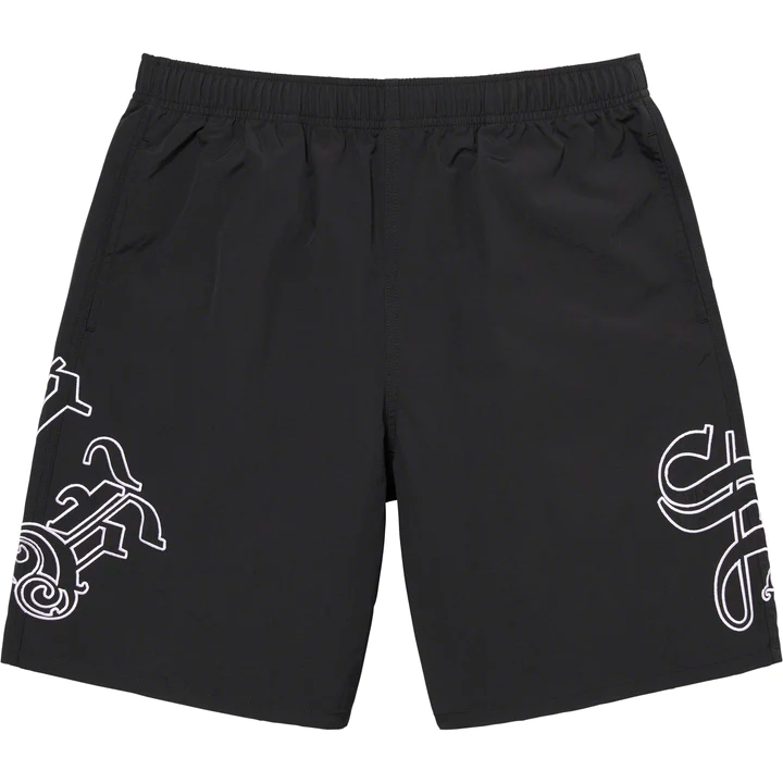 Supreme Old English Black Nylon Shorts
