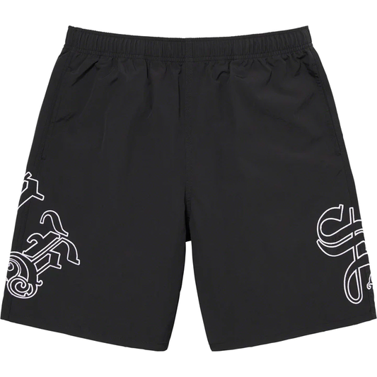 Supreme Old English Black Nylon Shorts