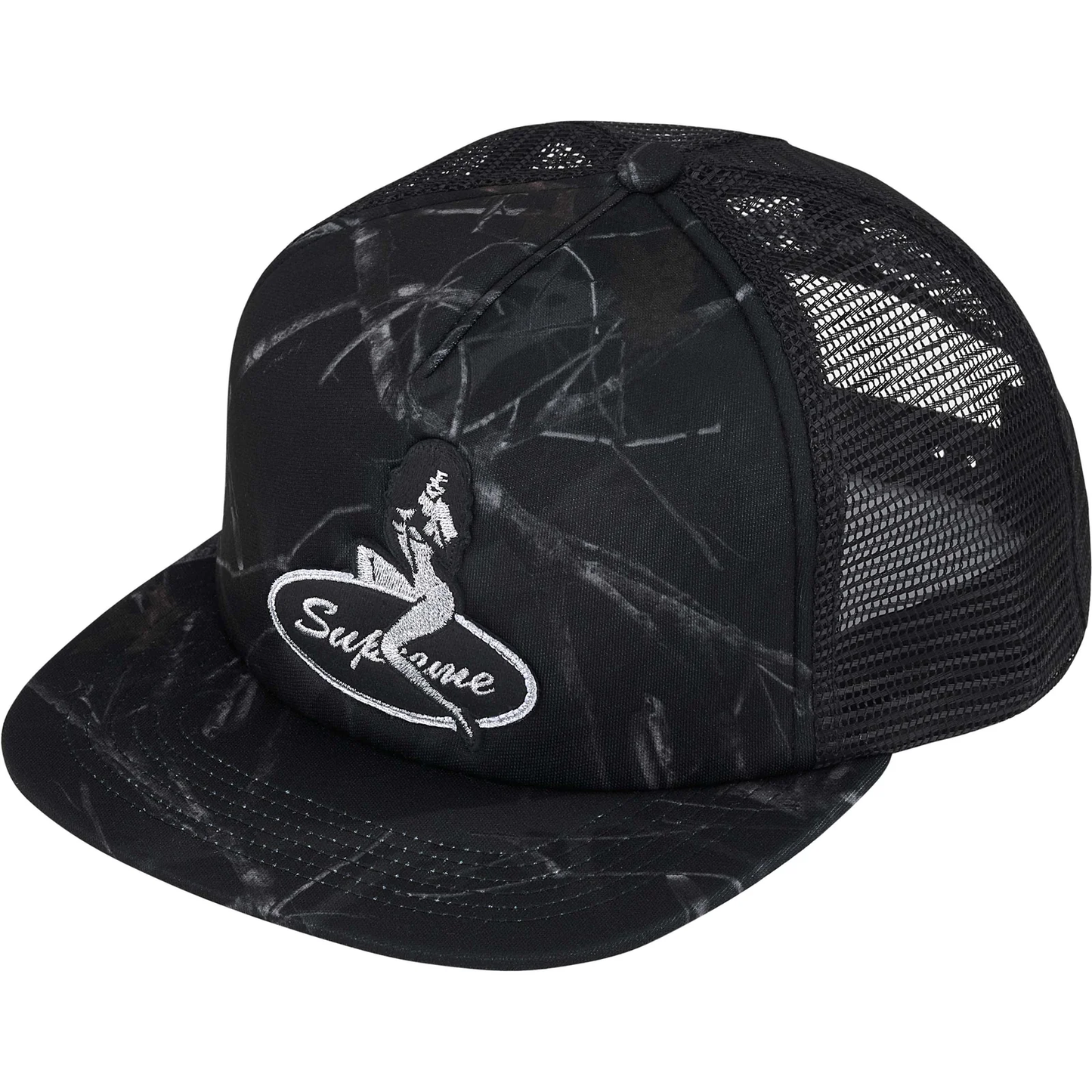 Supreme Pinup Mesh Back Black Camo 5-Panel Hat