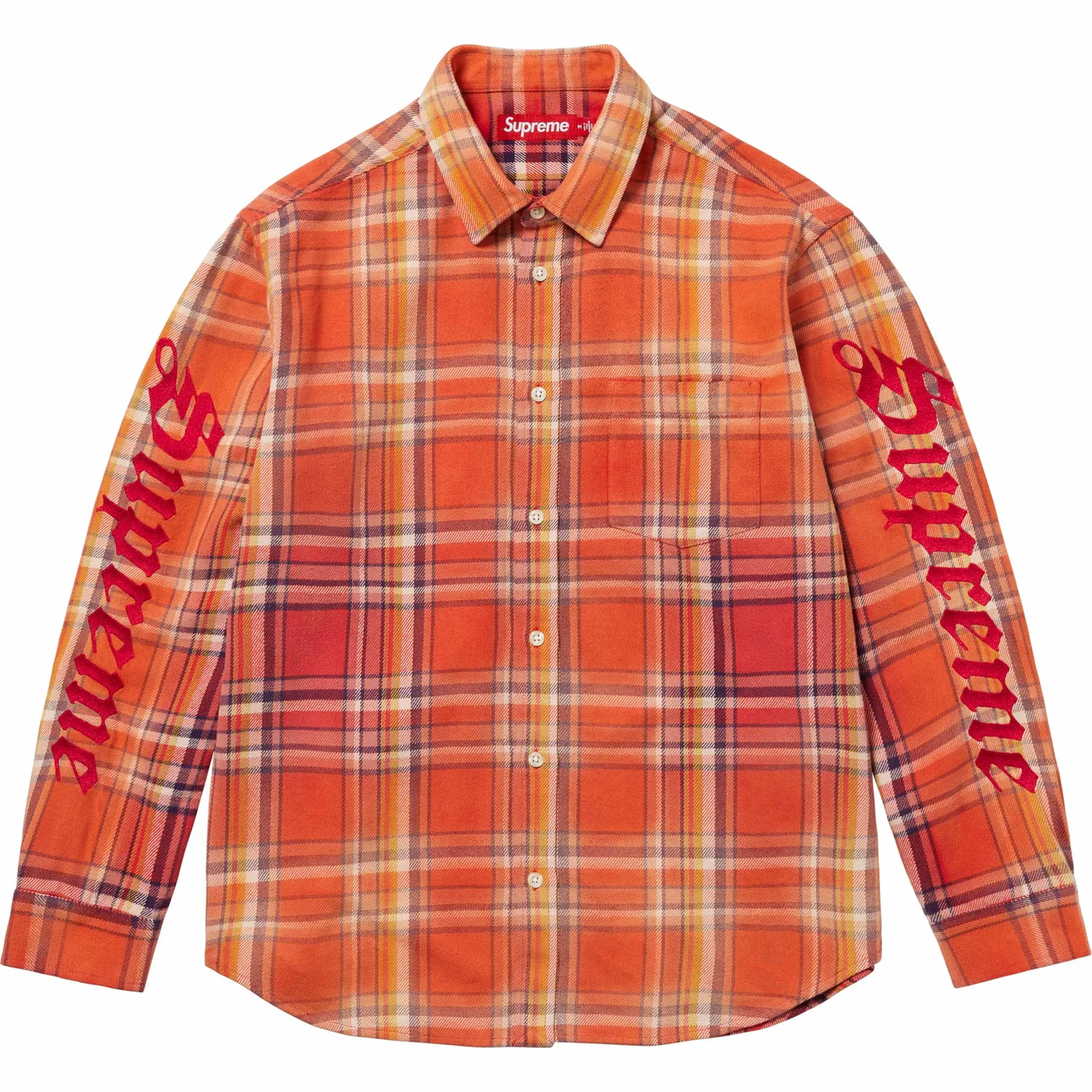 Supreme Old English Plaid Orange Flannel Shirt