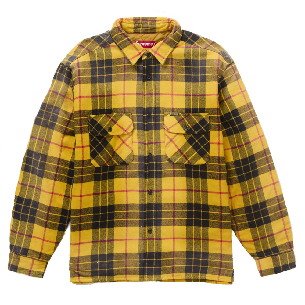 Supreme Quilted Plaid Yellow Flannel Shirt