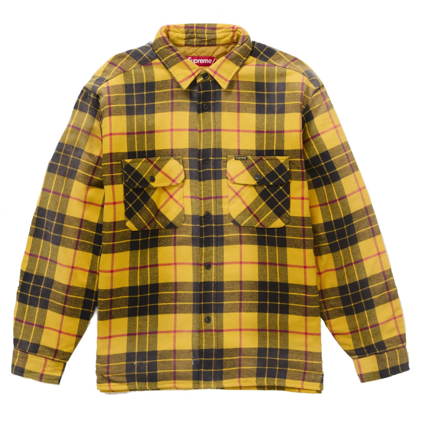 Supreme Quilted Plaid Yellow Flannel Shirt