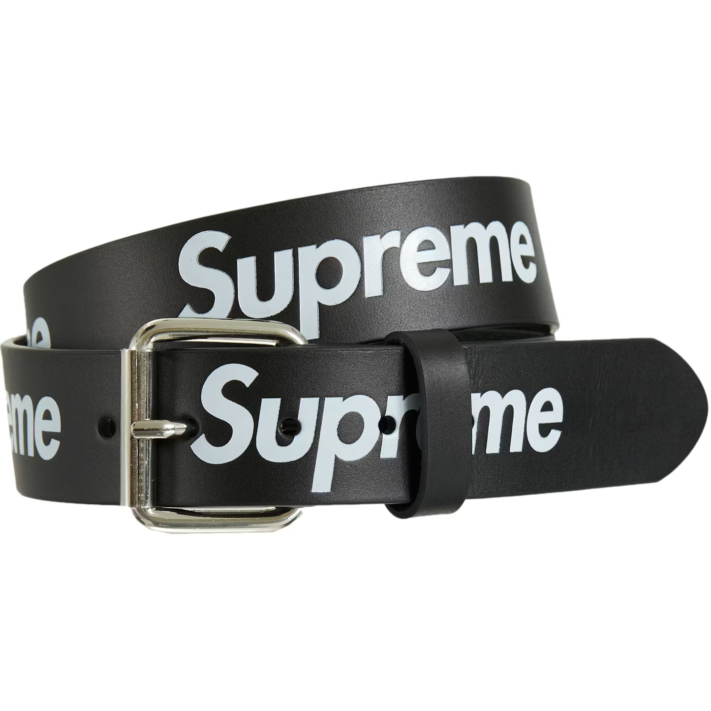Supreme Repeat Black Leather Belt