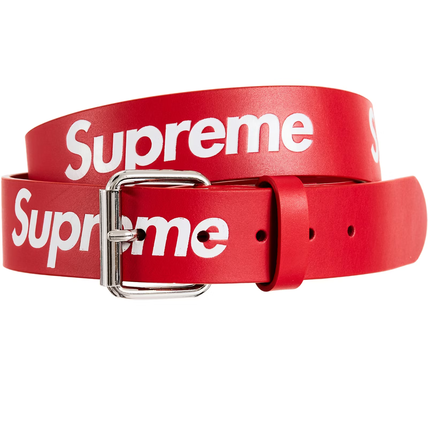 Supreme Repeat Red Leather Belt