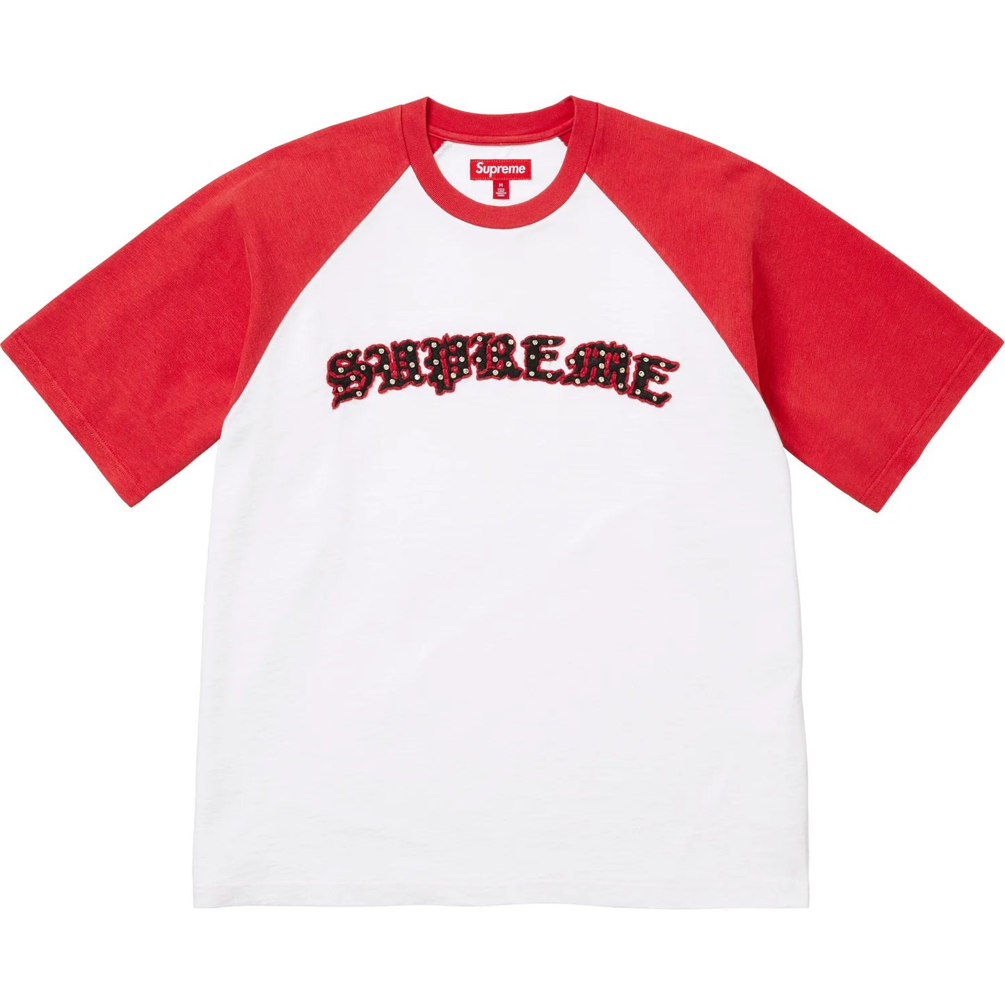 Supreme Rhinestone Raglan White S/S Top
