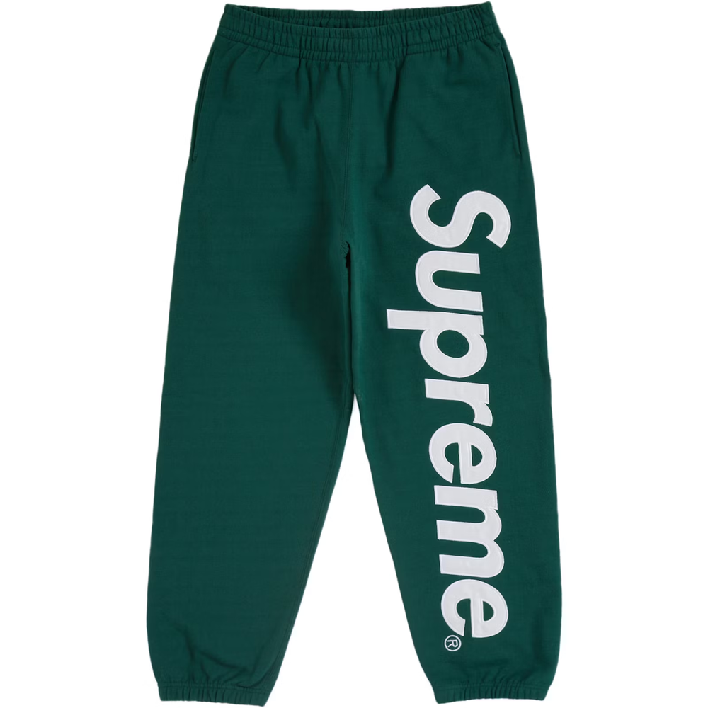 Supreme Satin Applique Dark Green Sweatpants
