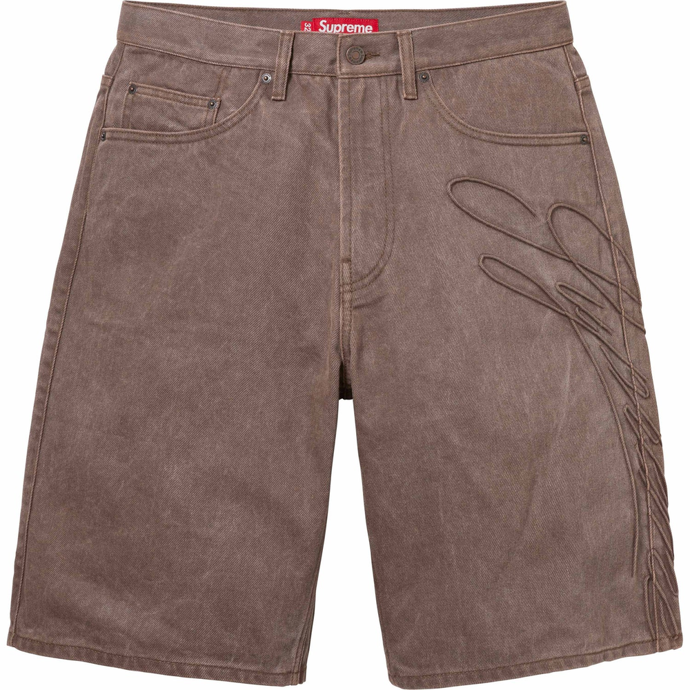 Supreme Script Baggy Denim Brown Shorts