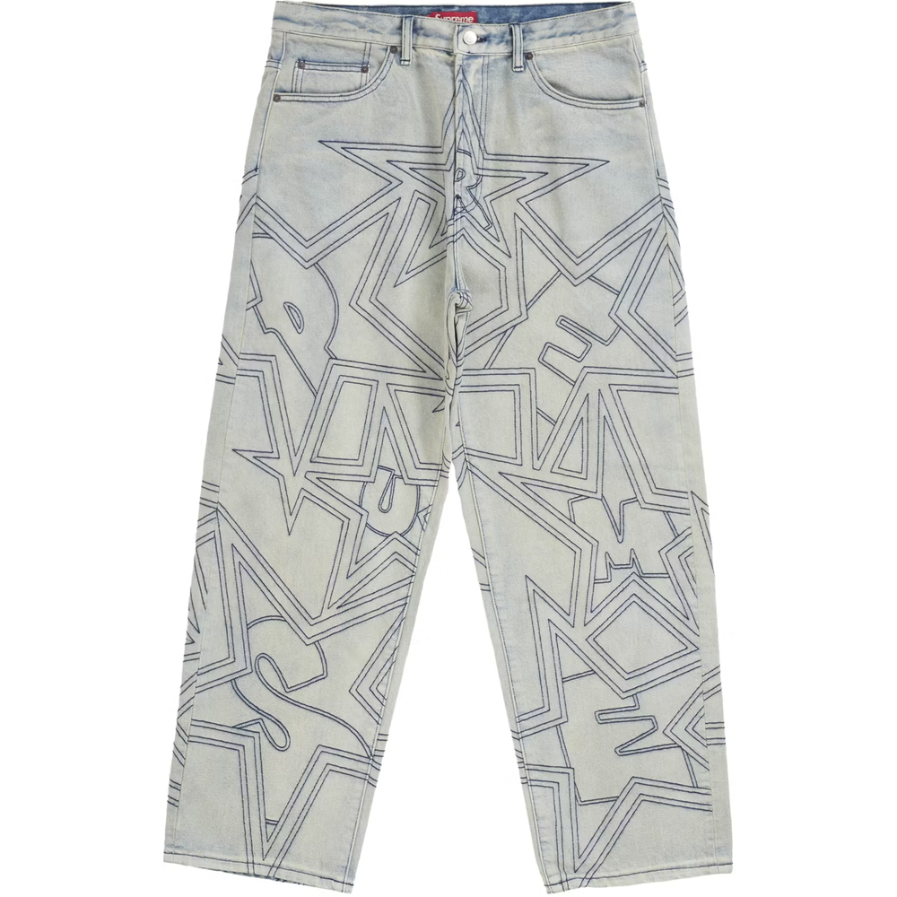 Supreme Stars Topstitch Baggy Jeans