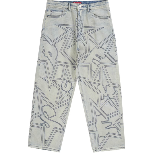 Supreme Stars Topstitch Baggy Jeans