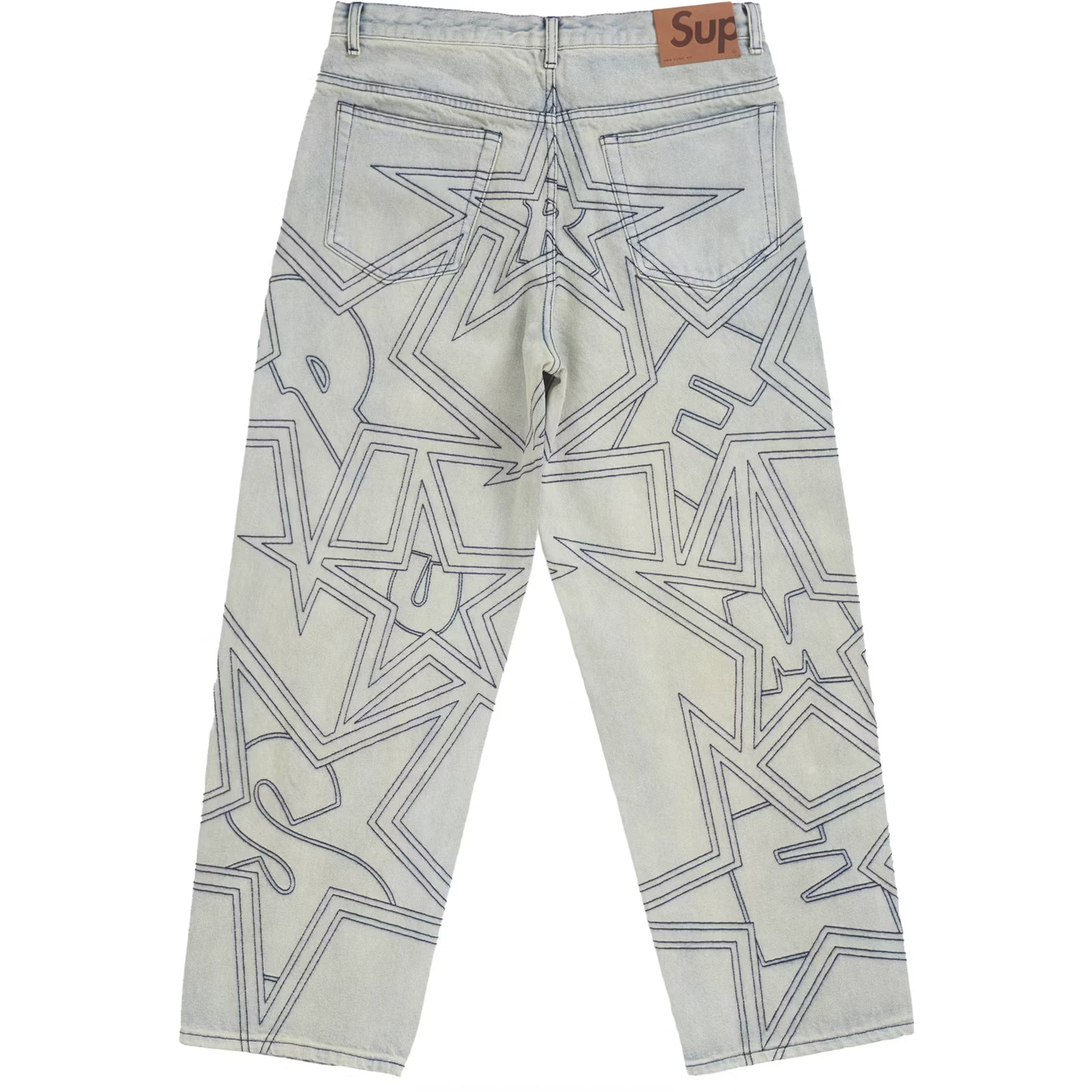 Supreme Stars Topstitch Baggy Jeans