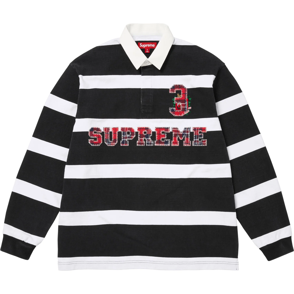 Supreme Striped Black Rugby Shirt