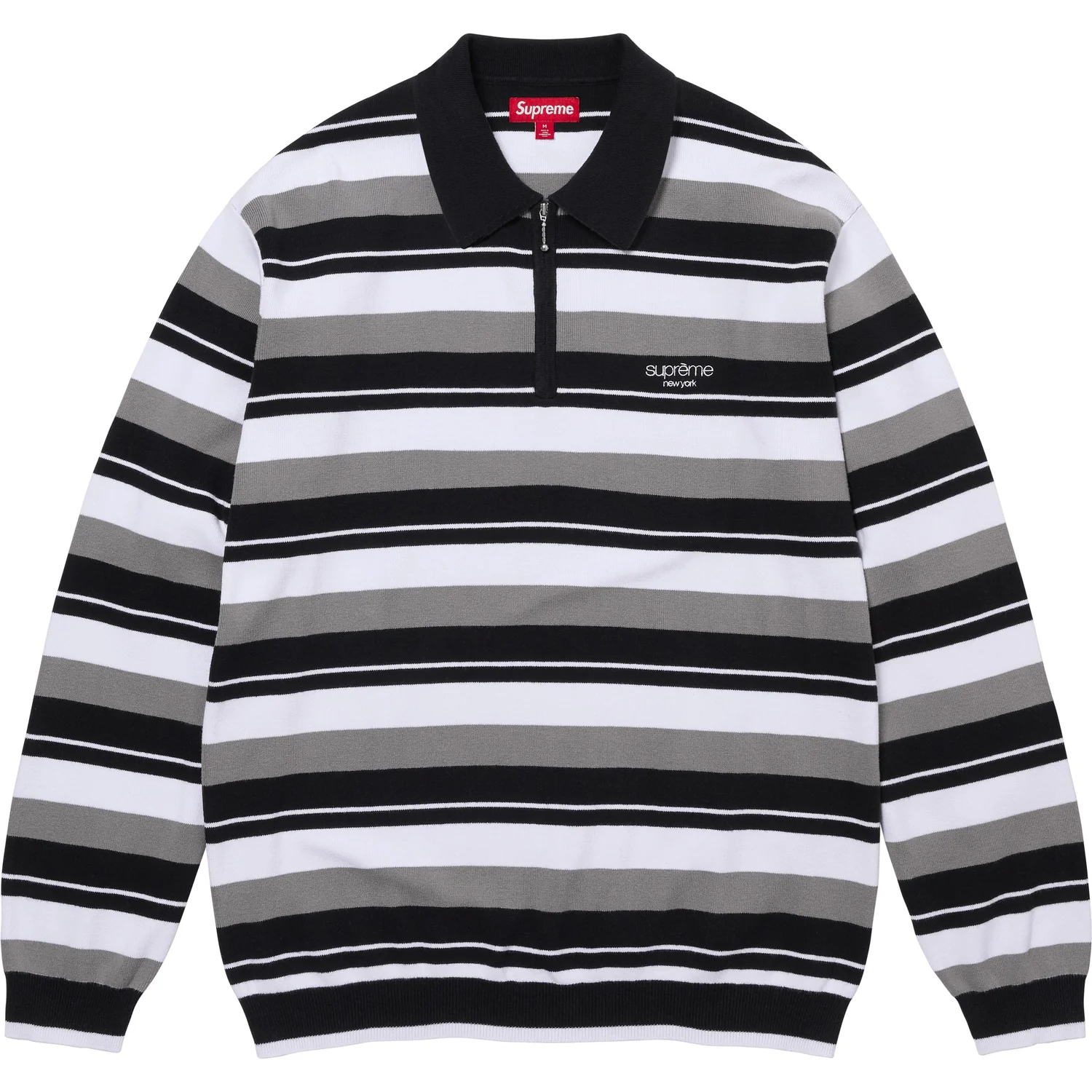 SupremeStripedZipBlackLongSlee SupremeStripedZipBlackLongSlee
