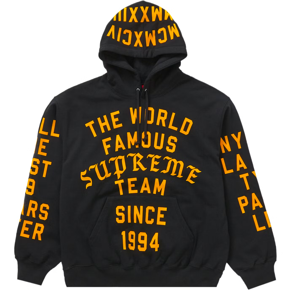 Supreme Team Flocked Black Hoodie