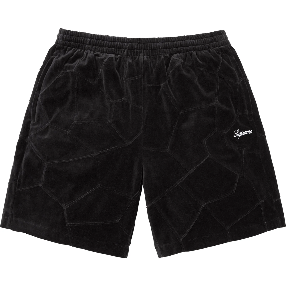 Supreme Patchwork Black Velour Shorts