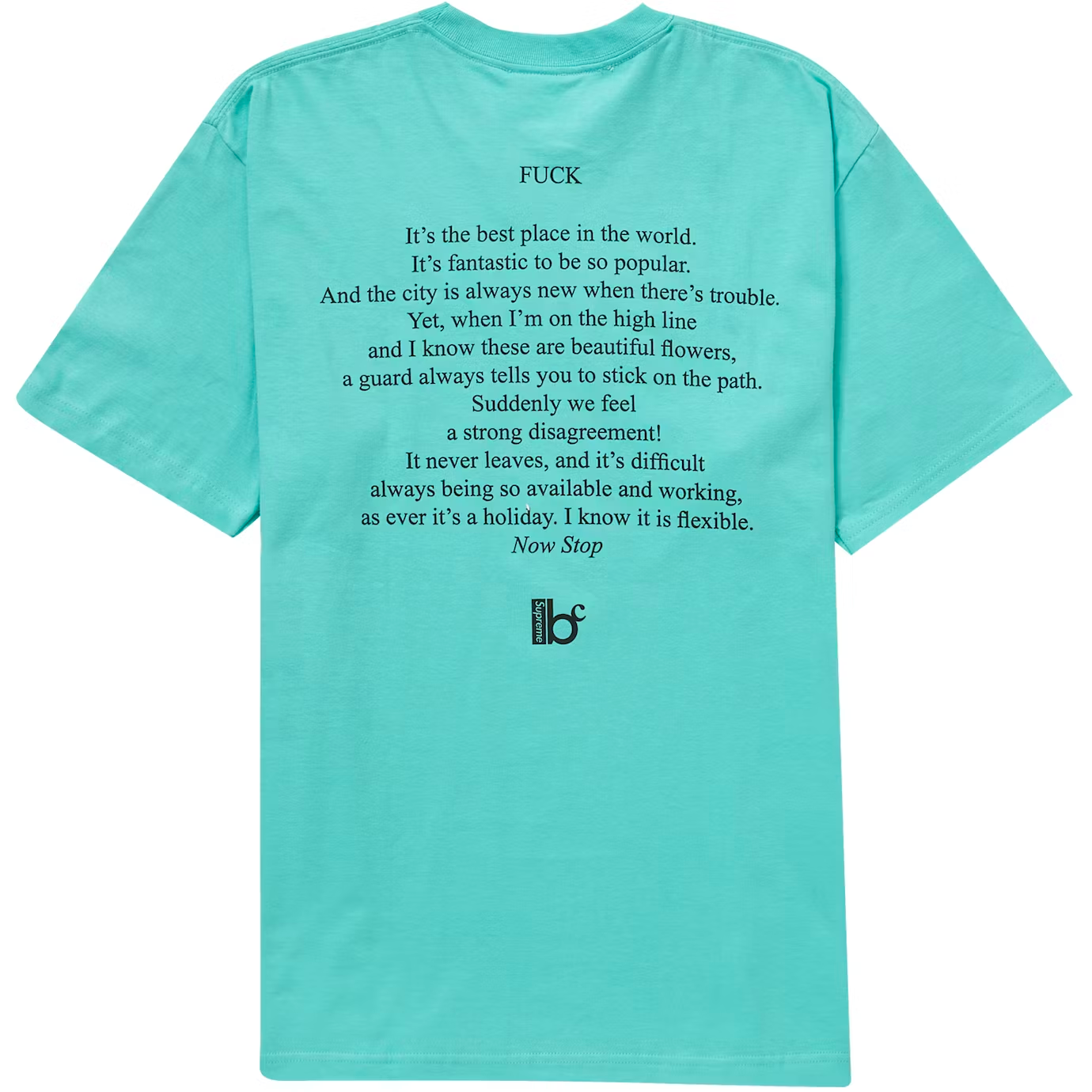 Supreme x Bernadette Corporation Fuck Teal Tee
