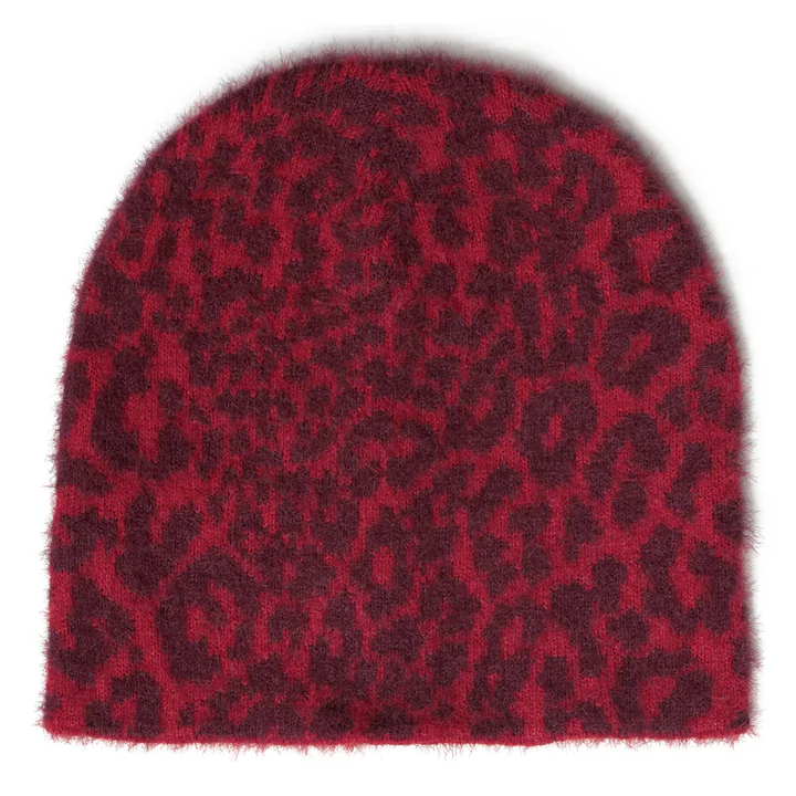 Vague Leopard Shag Maroon Beanie