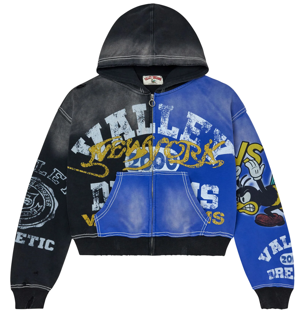 Vale Bipolar Big Black/Blue Zip Up Hoodie