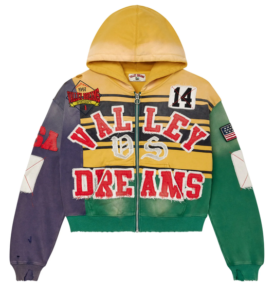 Vale Collage Mardi Gras Zip Up Hoodie