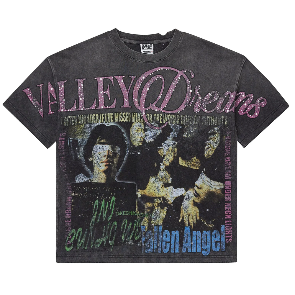 Vale Fallen Bling Distressed Charcoal Tee