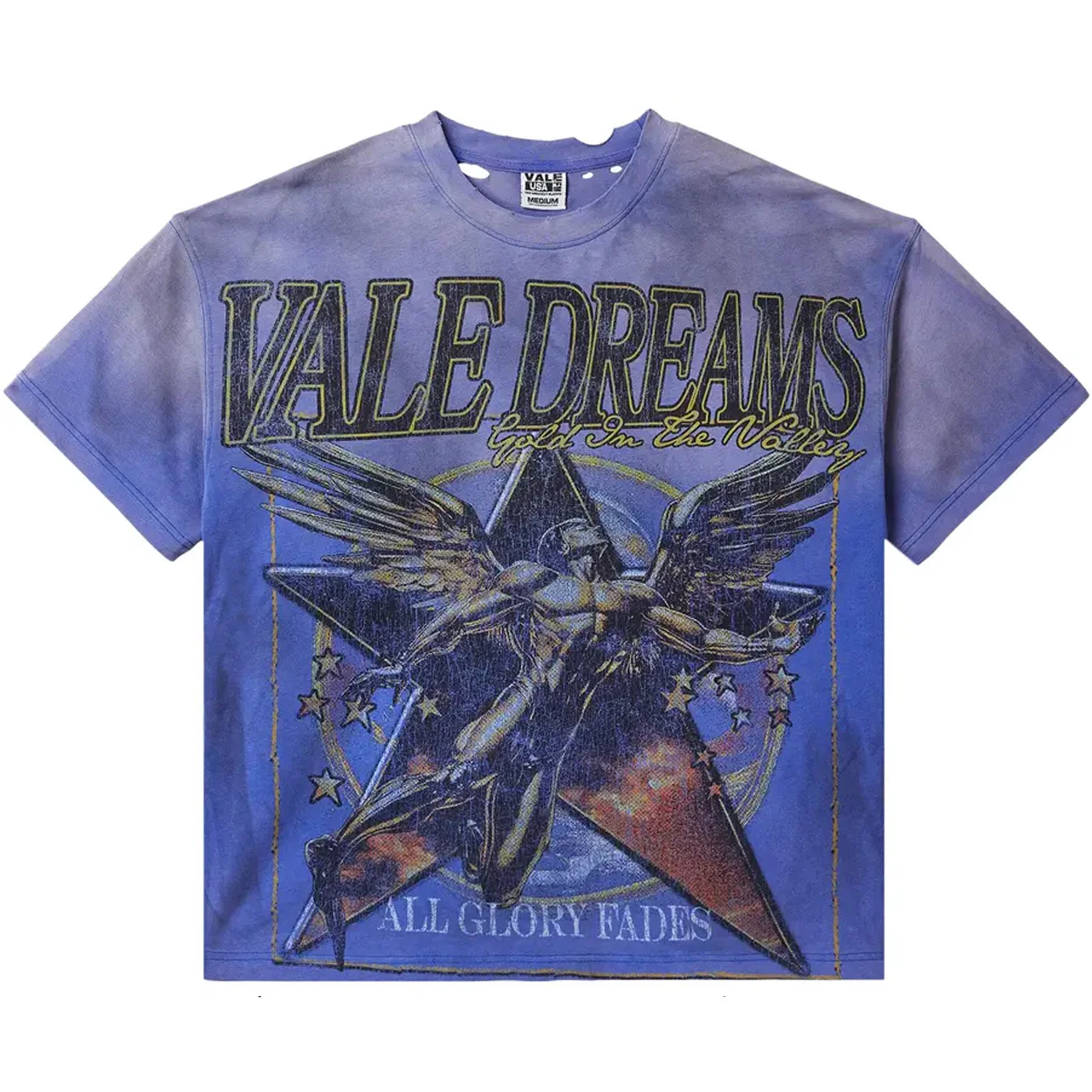 Vale Glory Distressed Blue Tee