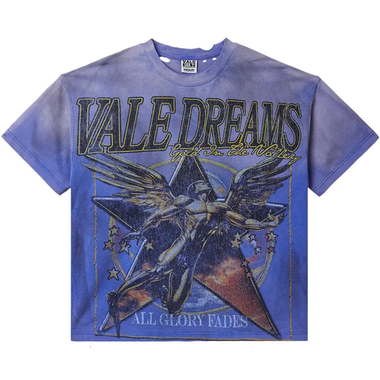 Vale Glory Distressed Blue Tee