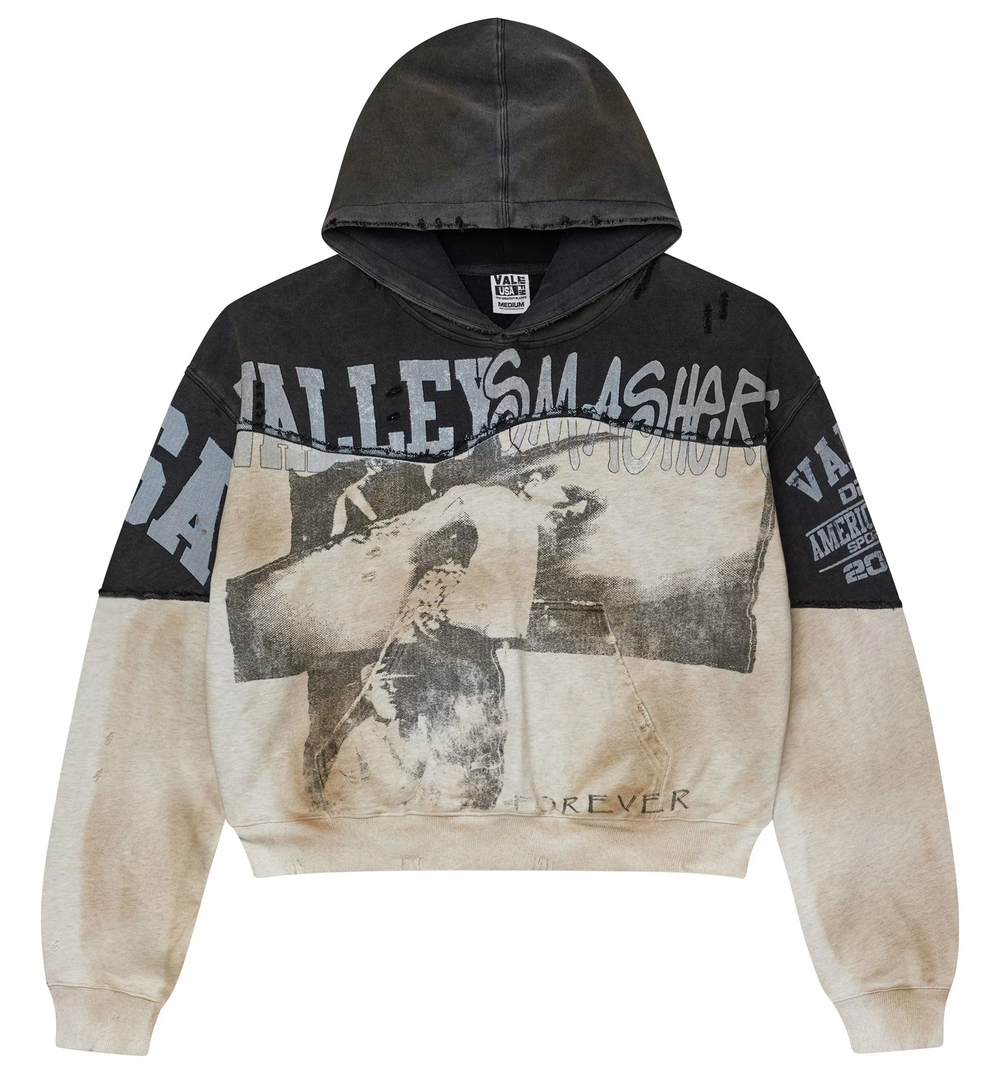 Vale Mono Smasher Two Tone Distressed Hoodie