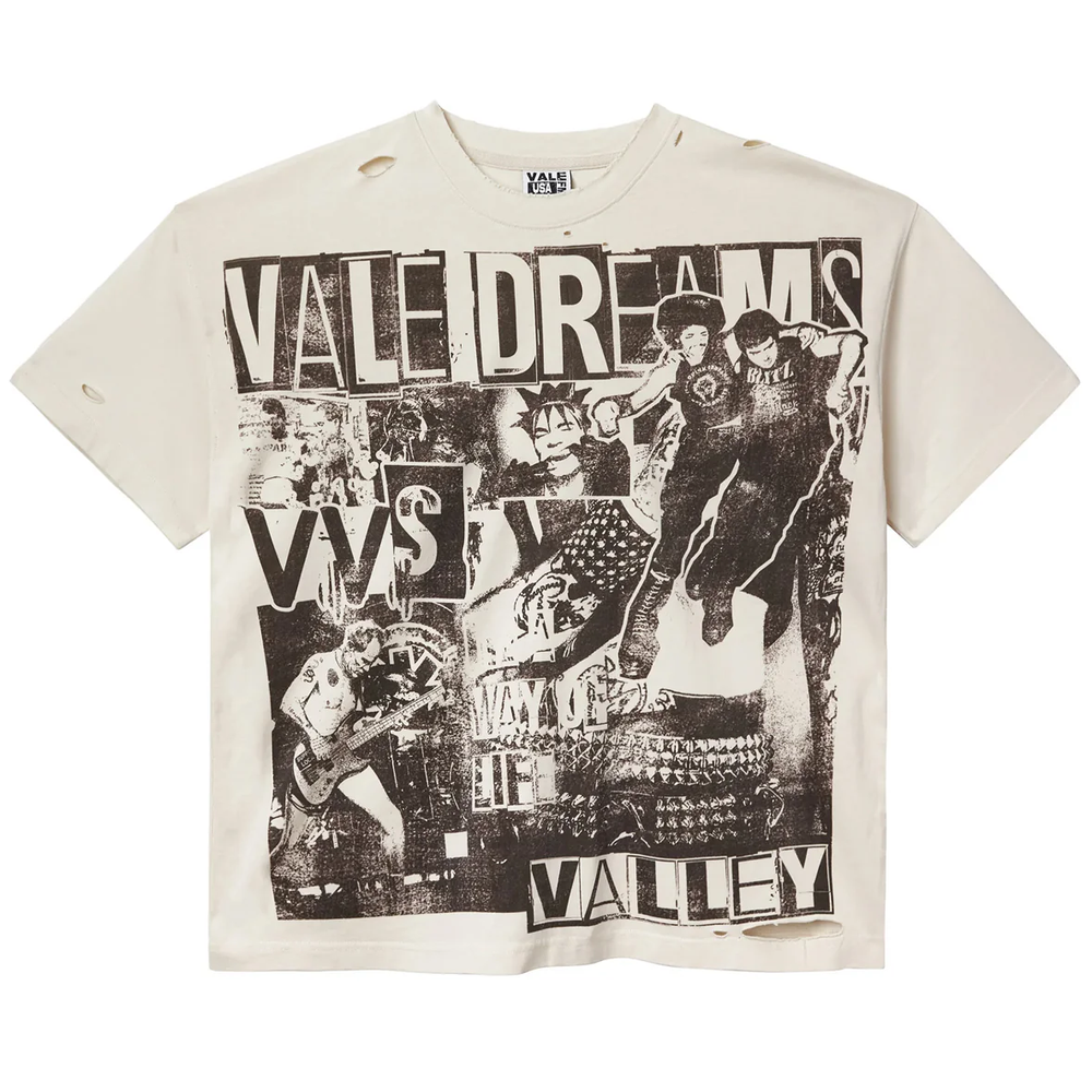 Vale Moshpit Distressed Cream Tee