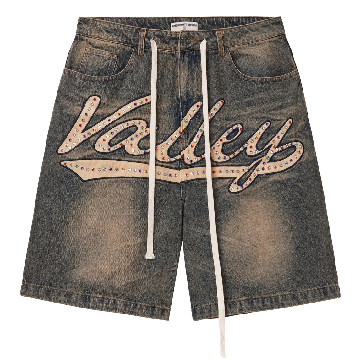 Vale Skittles Rhinestone Denim Shorts