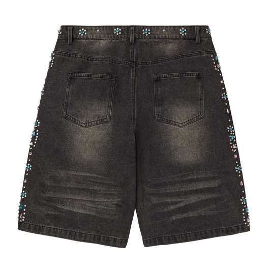 Vale Candy Rhinestone Black Denim Shorts