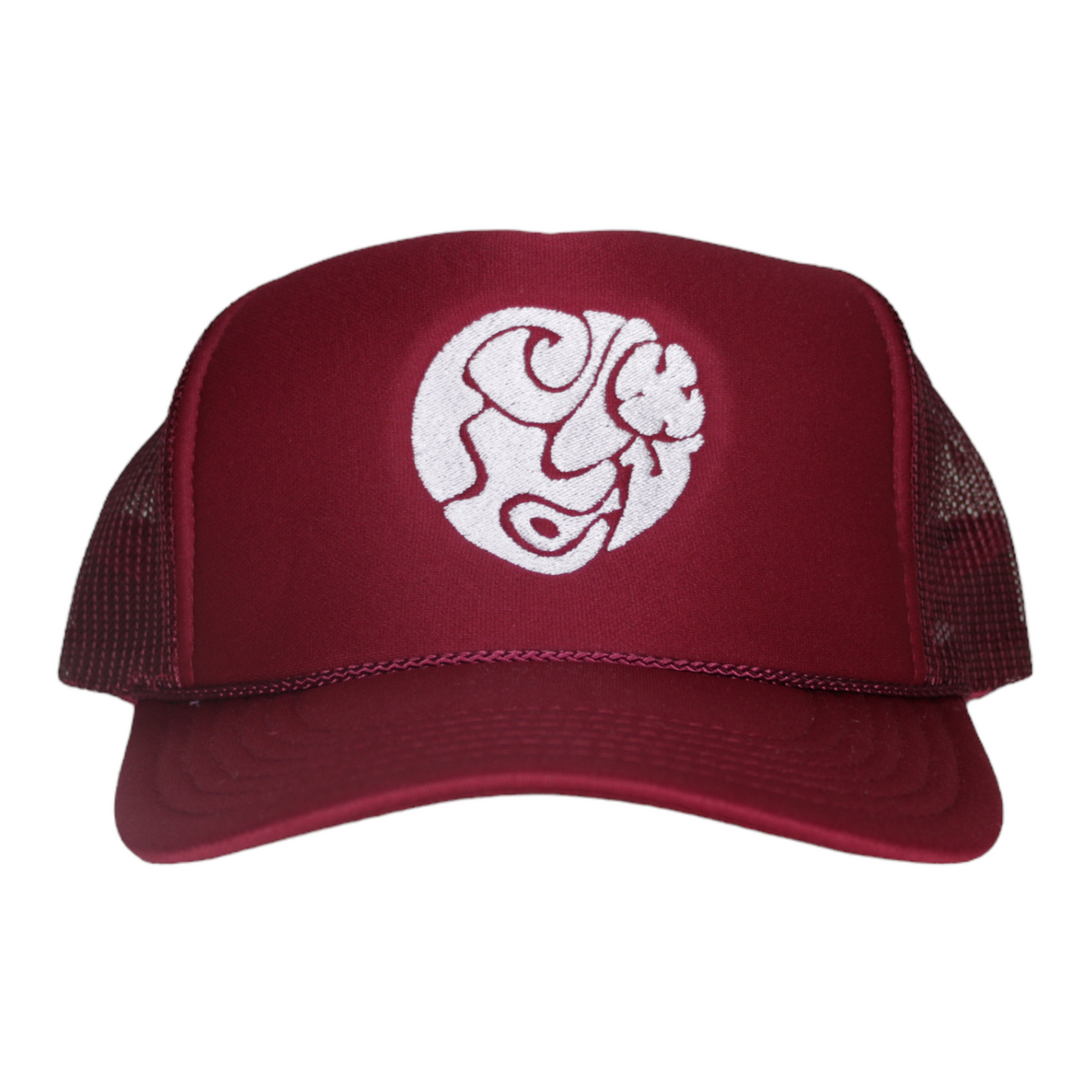 WyCo Vintage Secret Message Burgundy Trucker Hat front