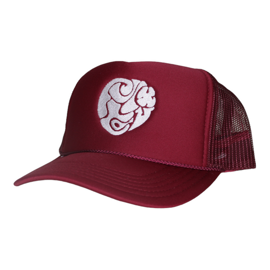 WyCo Vintage Secret Message Burgundy Trucker Hat