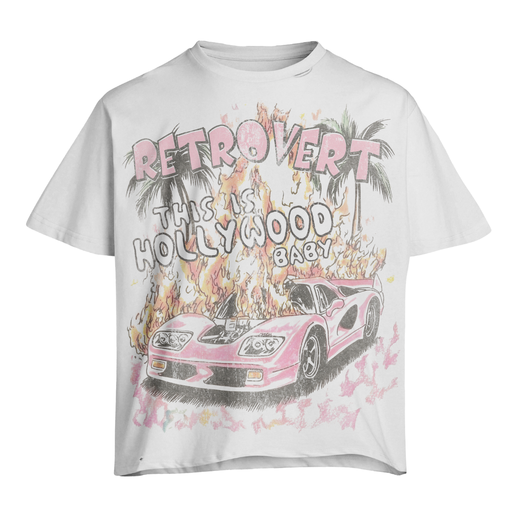 Retro Vert Pink Hollywood White Tee