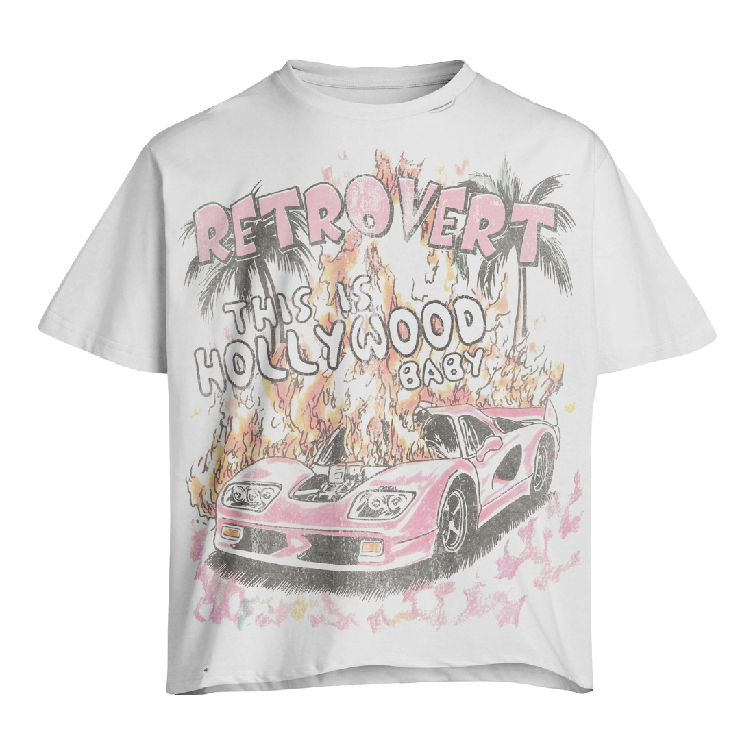 Retro Vert Pink Hollywood White Tee