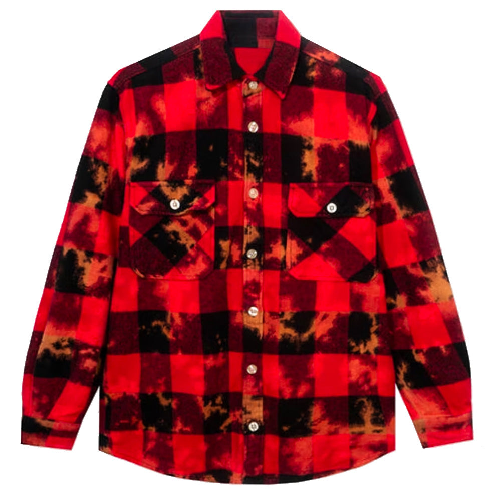 Anti Social Social Club Chromey Red Tie Dye Large Flannel