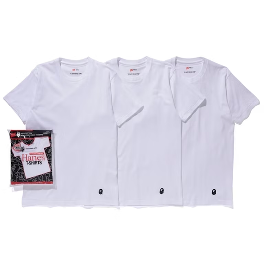 Bape x Hanes Tagless White Large Tees 3-Pack