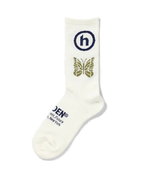 Hidden x Needles Jacquard White Blue Khaki Socks
